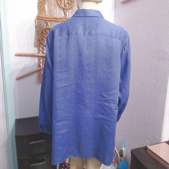J. Jill Love Linen Top Size 2X Essential Button Up Tunic Purple Long Sleeves NEW - Picture 8 of 11